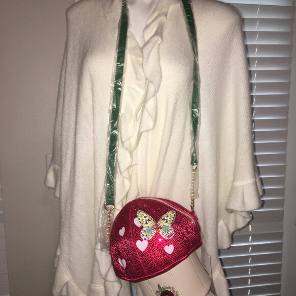 Betsey Johnson Mushroom Butterfly Crossbody Purse - New Mush - Picture 4 of 6